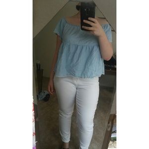 Blue Top Off Shoulder Large